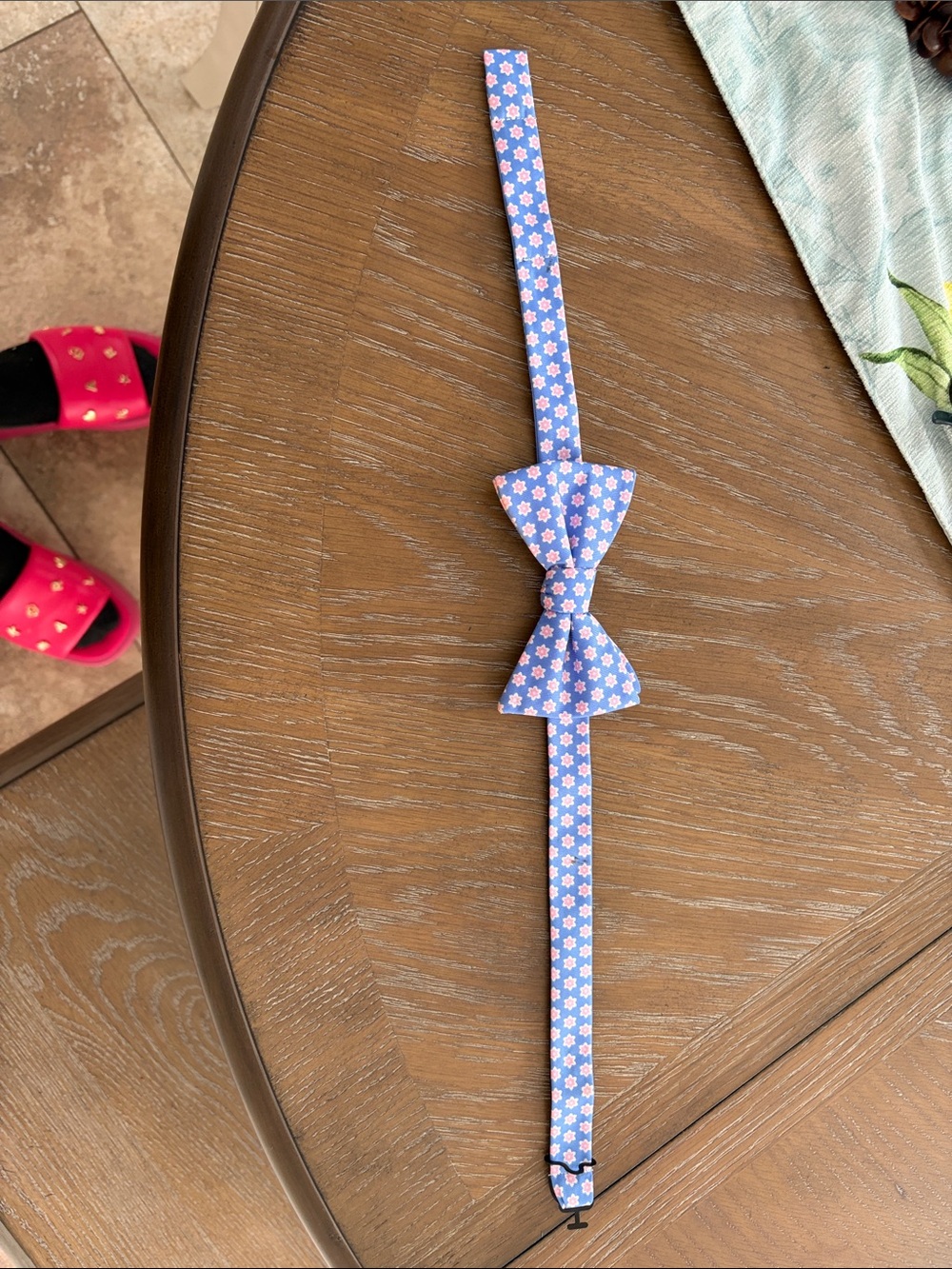 Tommy Hilfiger Light Blue Bow Tie with Pink Floral Pattern